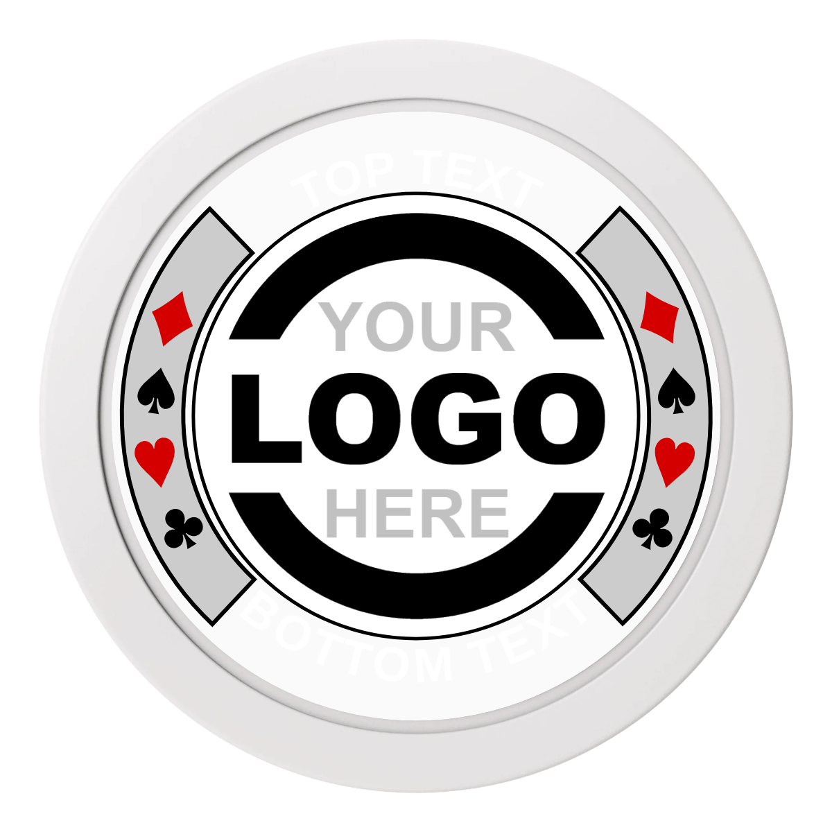Two Tone Suits Dealer Button - 50mm / 2 inch Size - White - Back