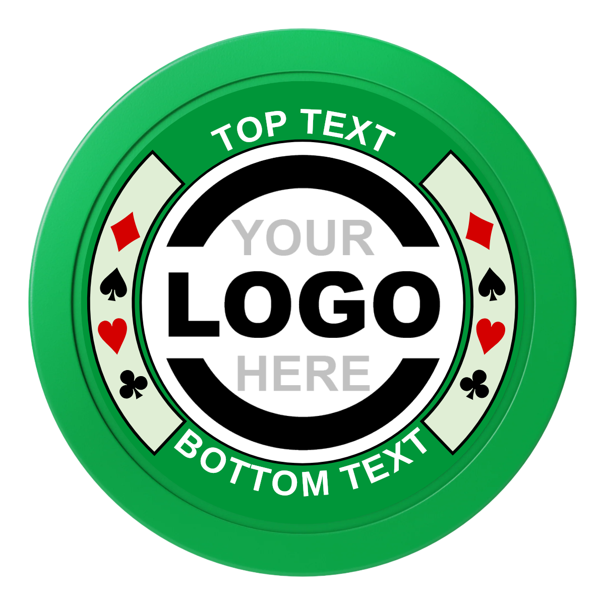 Two Tone Suits Dealer Button - 50mm / 2 inch Size - Green - Back