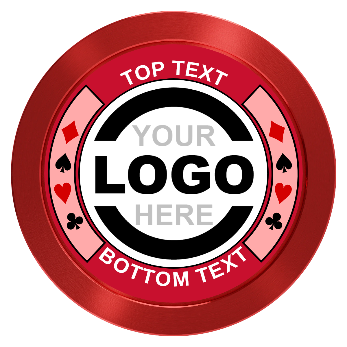 Two Tone Suits Aluminum Poker Chips - Red - Back