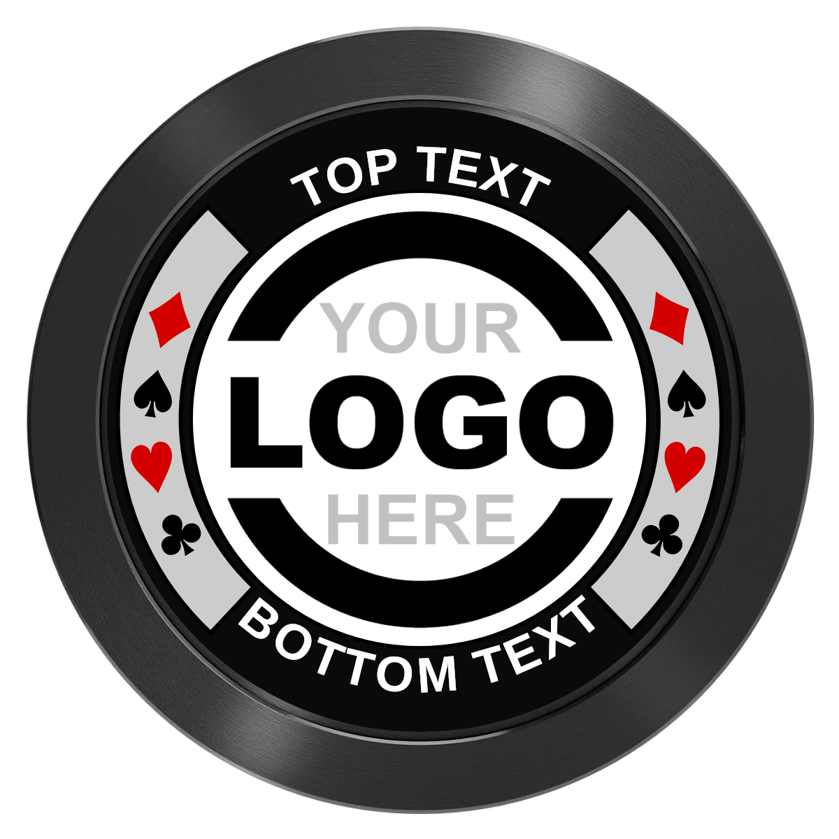 Two Tone Suits Aluminum Poker Chips - Black - Back