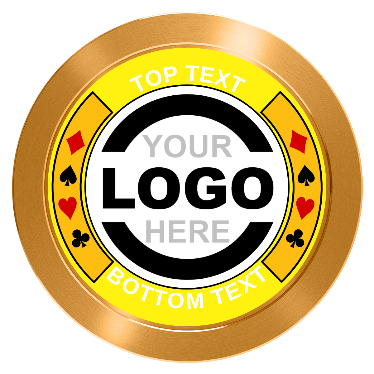 Two Tone Suits Aluminum Poker Chips - Gold - Back