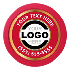 Simple Gold Ring Dealer Button - 50mm / 2 inch Size - Red - Back