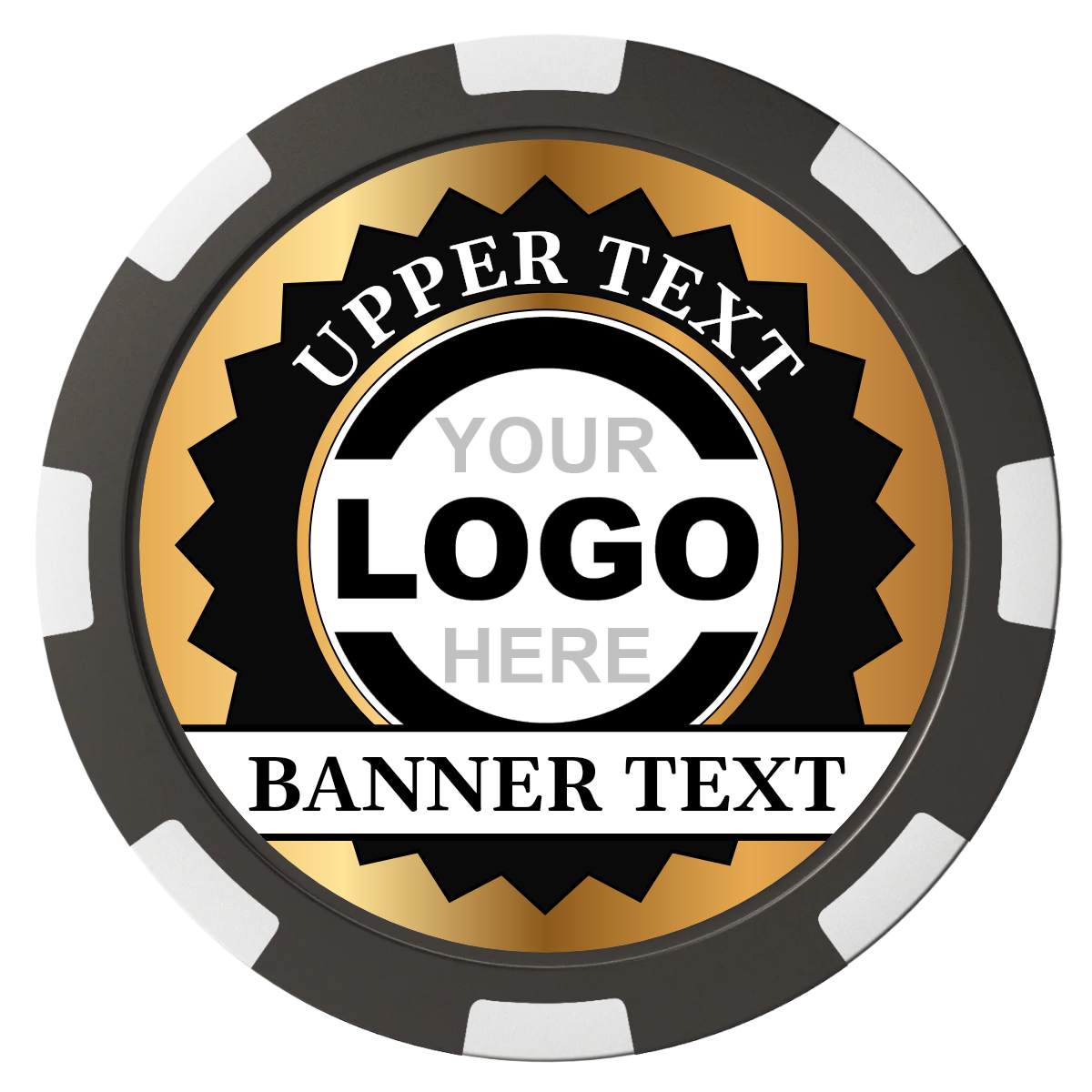 Stamp of Approval Composite Poker Chips - Black / 8 Spot - Back