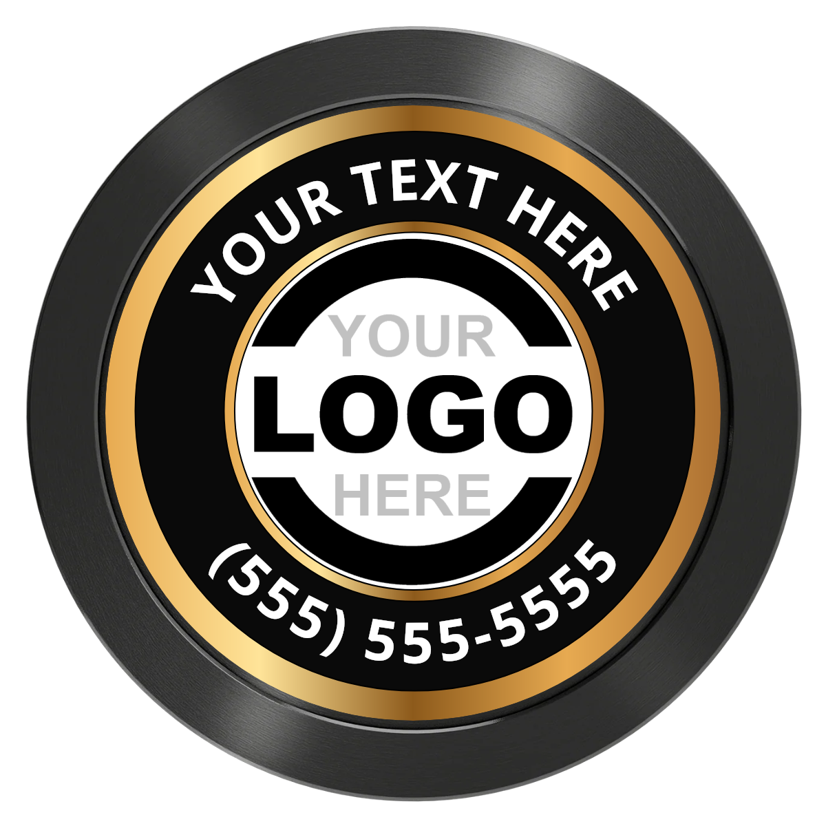 Simple Gold Ring Aluminum Poker Chips - Black - Back