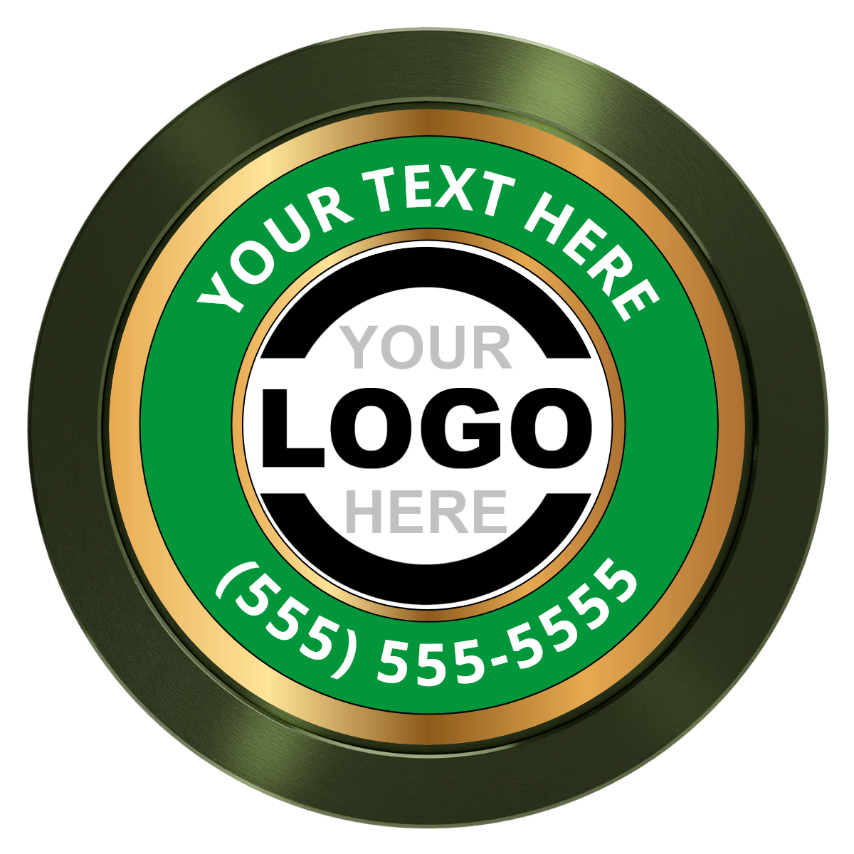 Simple Gold Ring Aluminum Poker Chips - Green - Back