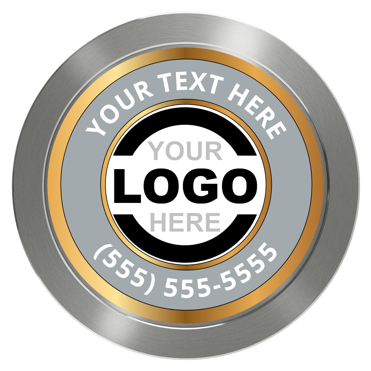 Simple Gold Ring Aluminum Poker Chips - Silver - Back