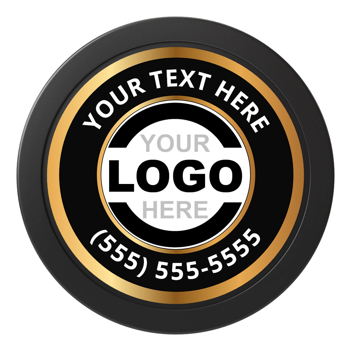 Simple Gold Ring Dealer Button - 50mm / 2 inch Size - Black - Back