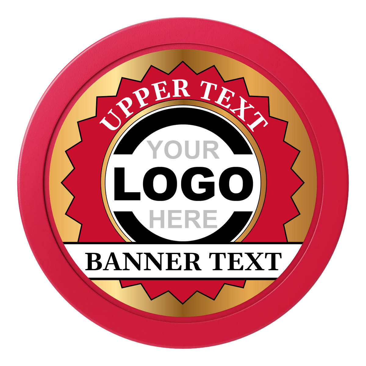 Stamp of Approval Dealer Button - 50mm / 2 inch Size - Red - Back