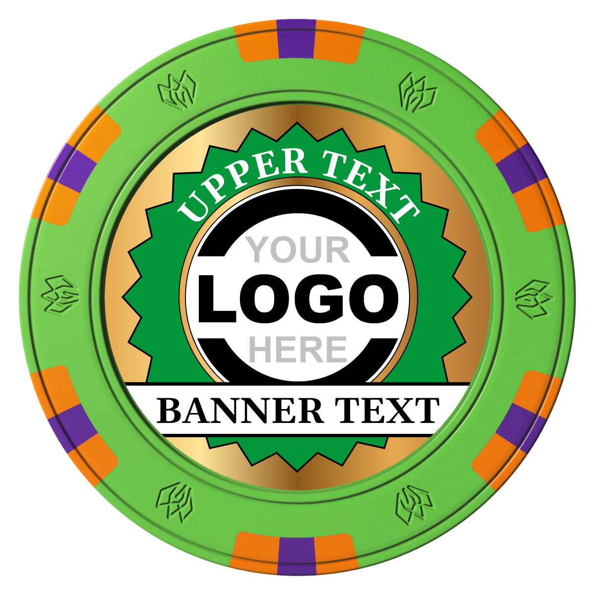 Stamp of Approval Clay Poker Chips - Green / 6 Spot Gem / 40mm - Back