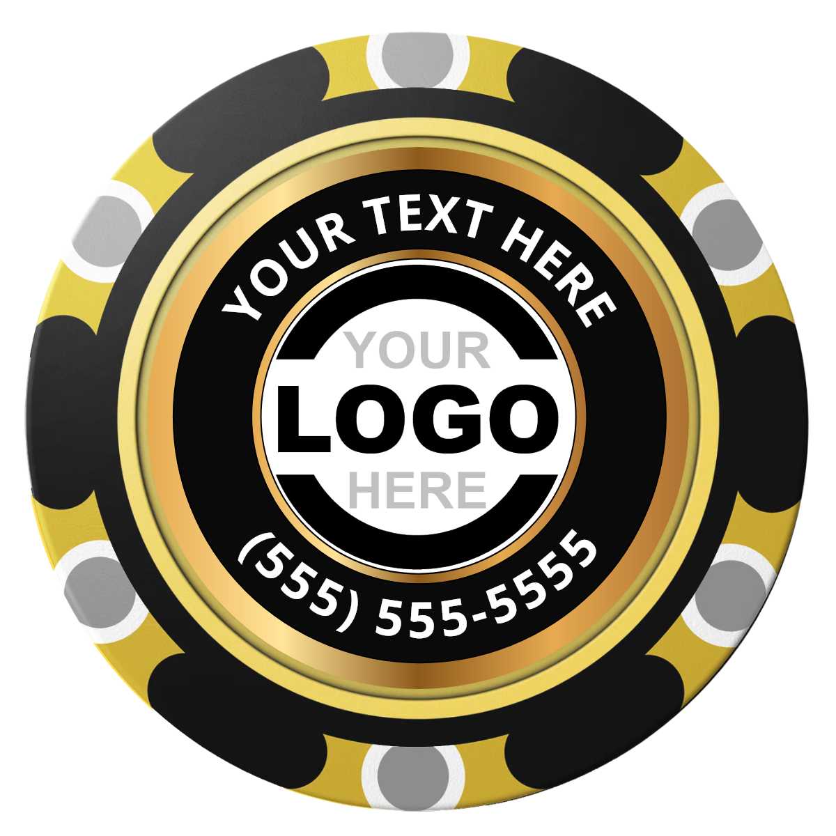 Simple Gold Ring Clay Poker Chips - Black / Monte Carlo / 40mm - Back