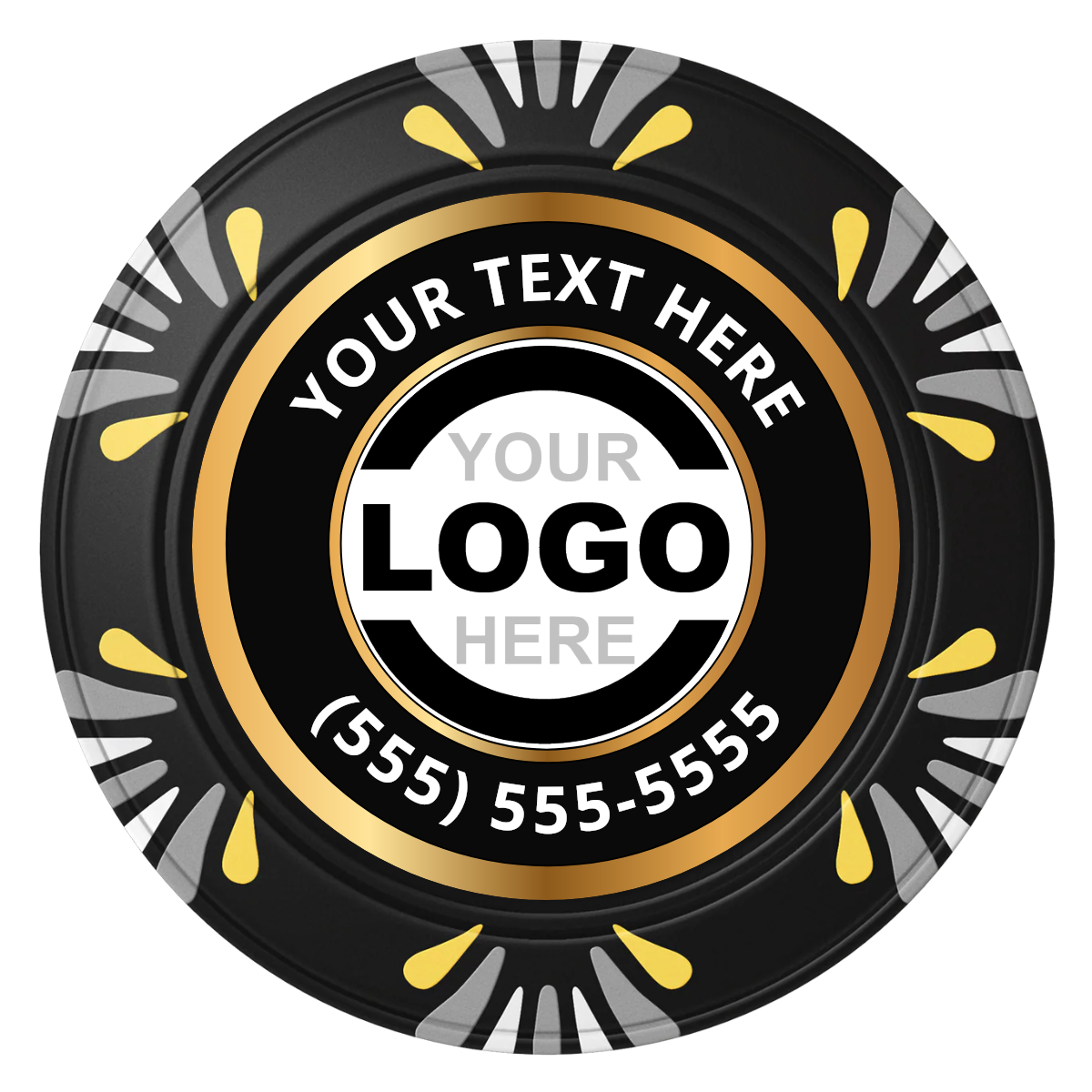 Simple Gold Ring Clay Poker Chips - Black / Macau / 40mm - Back