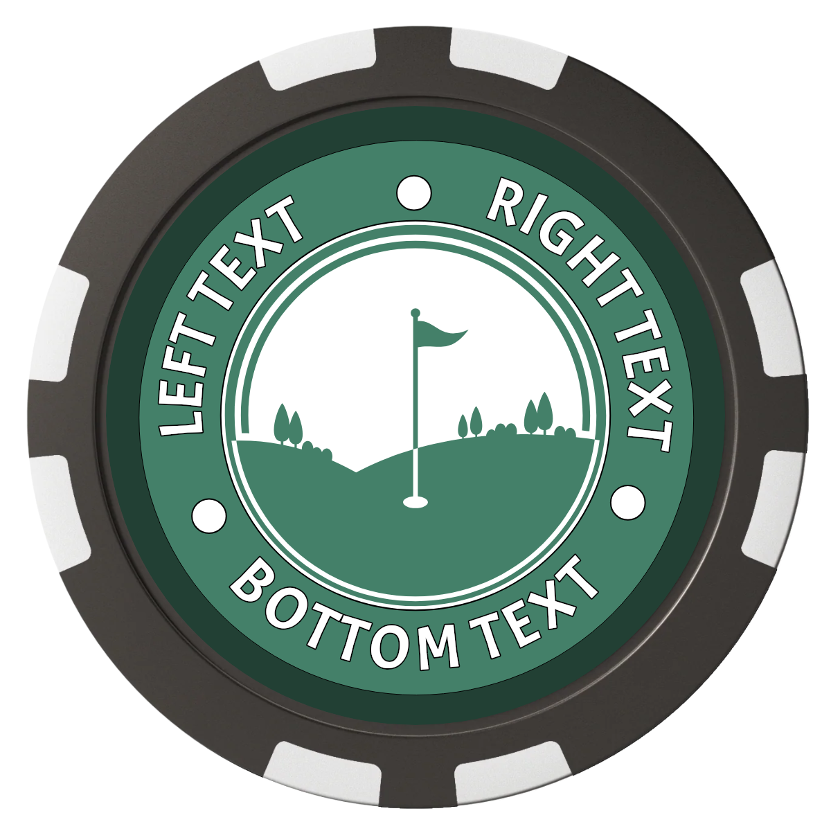 Country Club Golf Course Composite Poker Chips - Black / 8 Stripe - Back