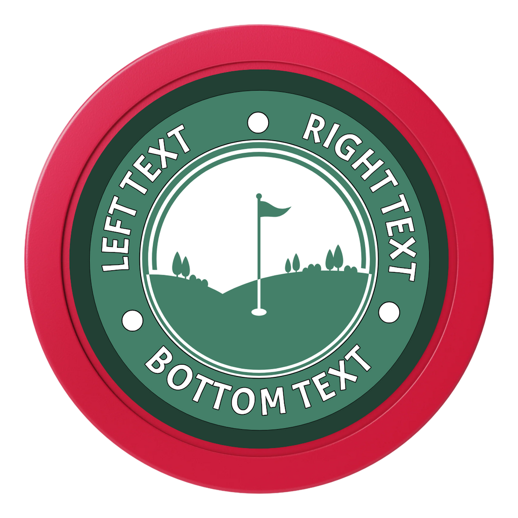Country Club Golf Course Dealer Button - 50mm / 2 inch Size - Red - Back
