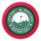 Country Club Golf Course Dealer Button - 50mm / 2 inch Size - Red - Back