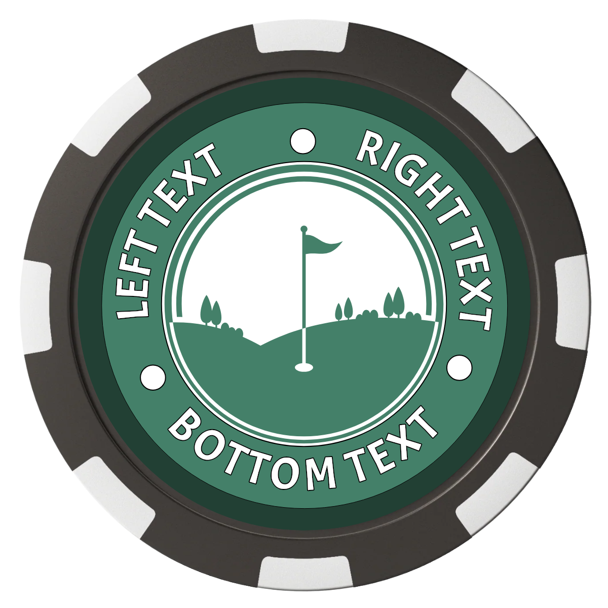 Country Club Golf Course Magnetic Composite Poker Chips - Black / 8 Spot - Back