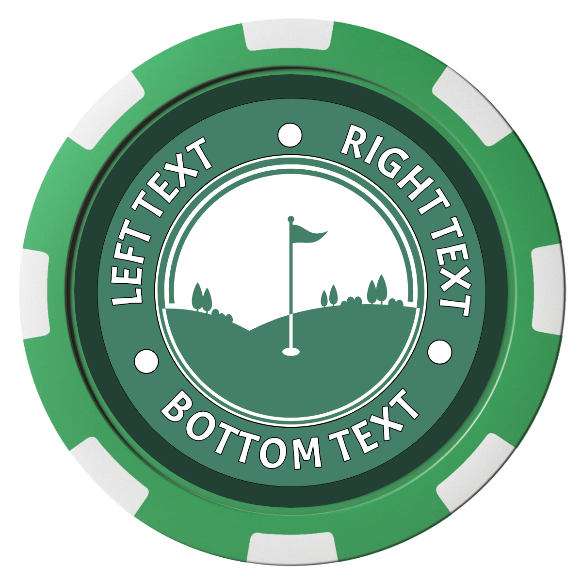 Country Club Golf Course Magnetic Composite Poker Chips - Green / 8 Spot - Back