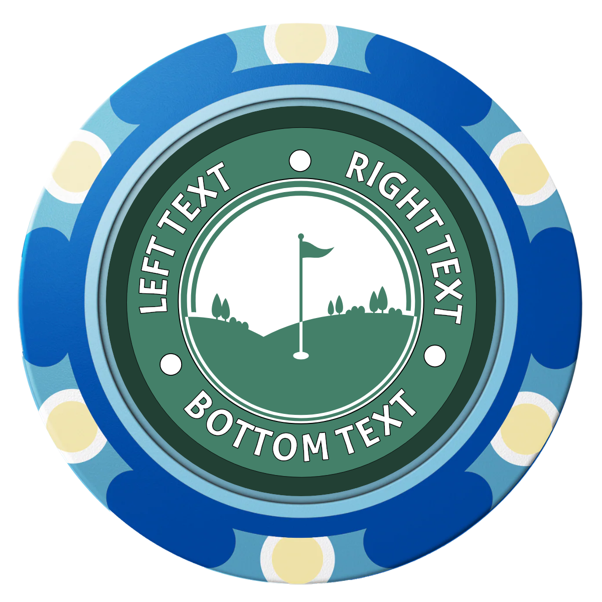 Country Club Golf Course Clay Poker Chips - Blue / Monte Carlo / 40mm - Back