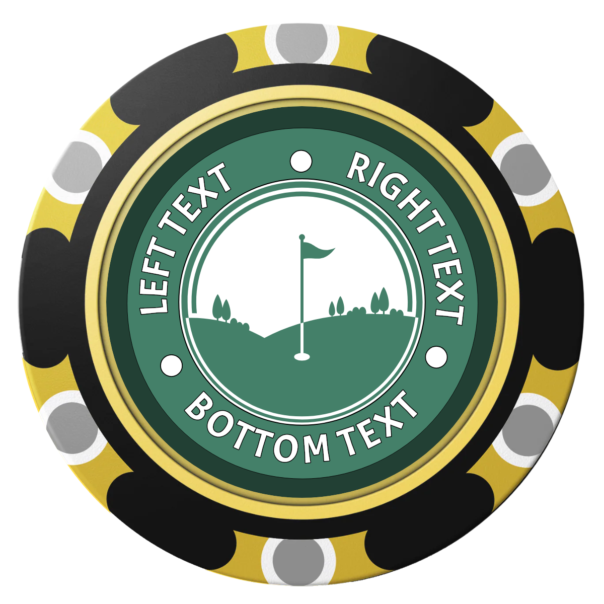 Country Club Golf Course Clay Poker Chips - Black / Monte Carlo / 40mm - Back