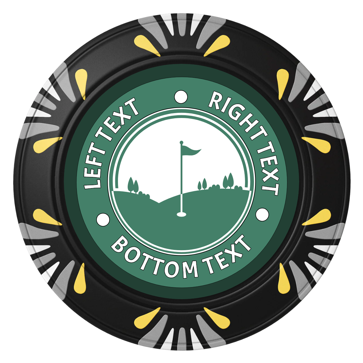 Country Club Golf Course Clay Poker Chips - Black / Macau / 40mm - Back