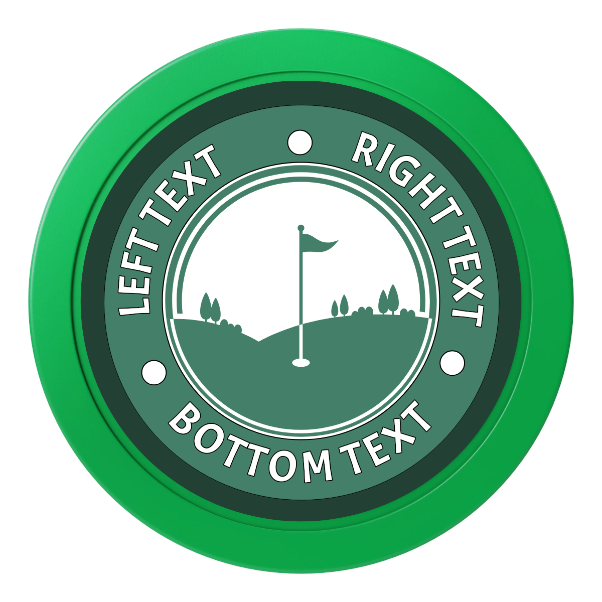 Country Club Golf Course Dealer Button - 50mm / 2 inch Size - Green - Back