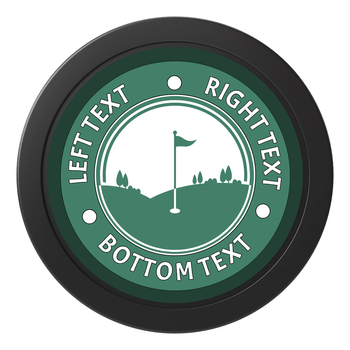 Country Club Golf Course Dealer Button - 50mm / 2 inch Size - Black - Back