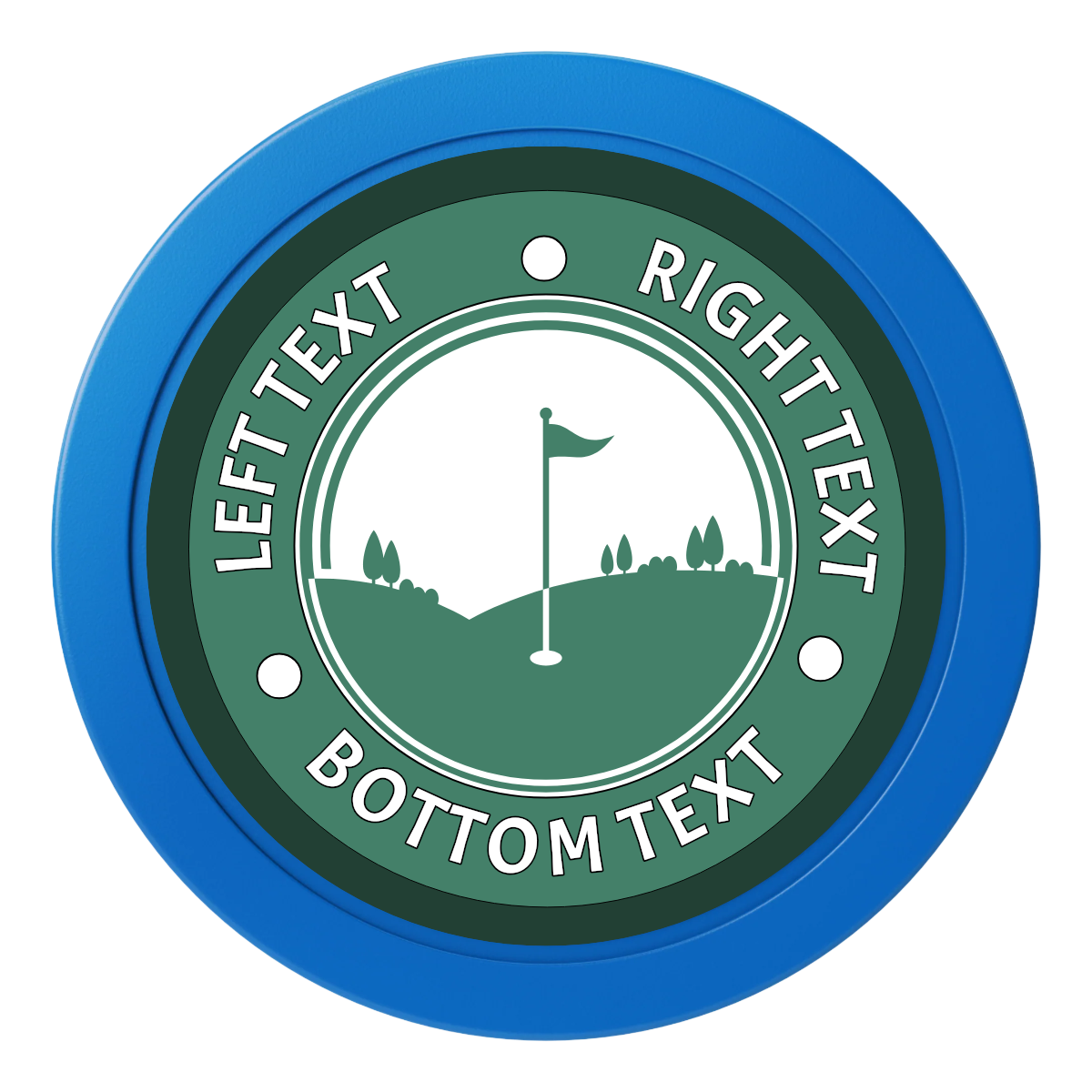 Country Club Golf Course Dealer Button - 50mm / 2 inch Size - Blue - Back