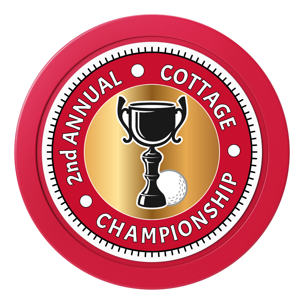 Club Champion Dealer Button - 50mm / 2 inch Size - Red - Back