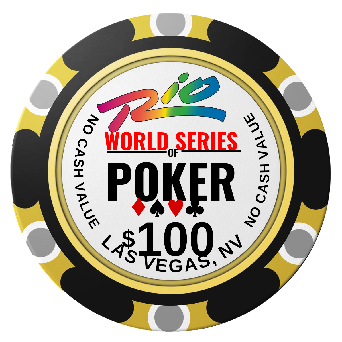WSOP Clay Poker Chips - Black / Monte Carlo / 40mm - Back