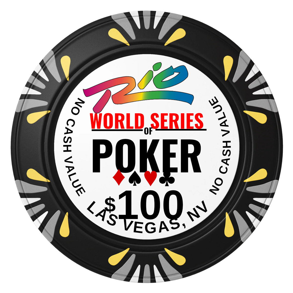 WSOP Clay Poker Chips - Black / Macau / 40mm - Back
