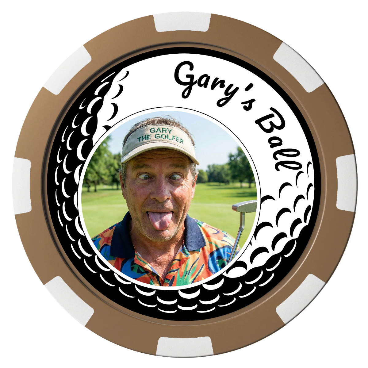 Golf Silhouette Composite Poker Chips - Brown / 8 Spot - Back