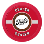 Jack's Bar 2" Oversized Poker Chip - Custom Dealer Button & Card Protector - Red - Back