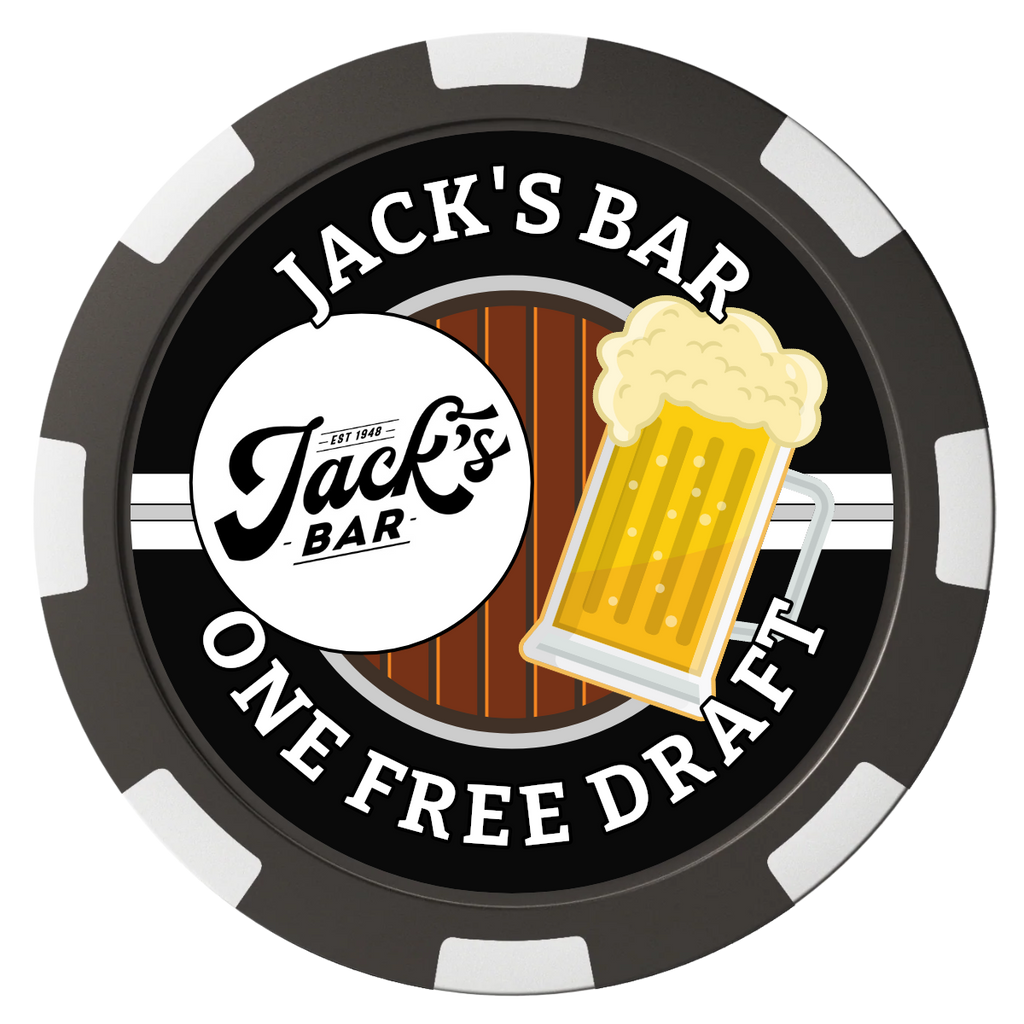 Jack's Bar Magnetic Composite Poker Chips - Black / 8 Spot - Back