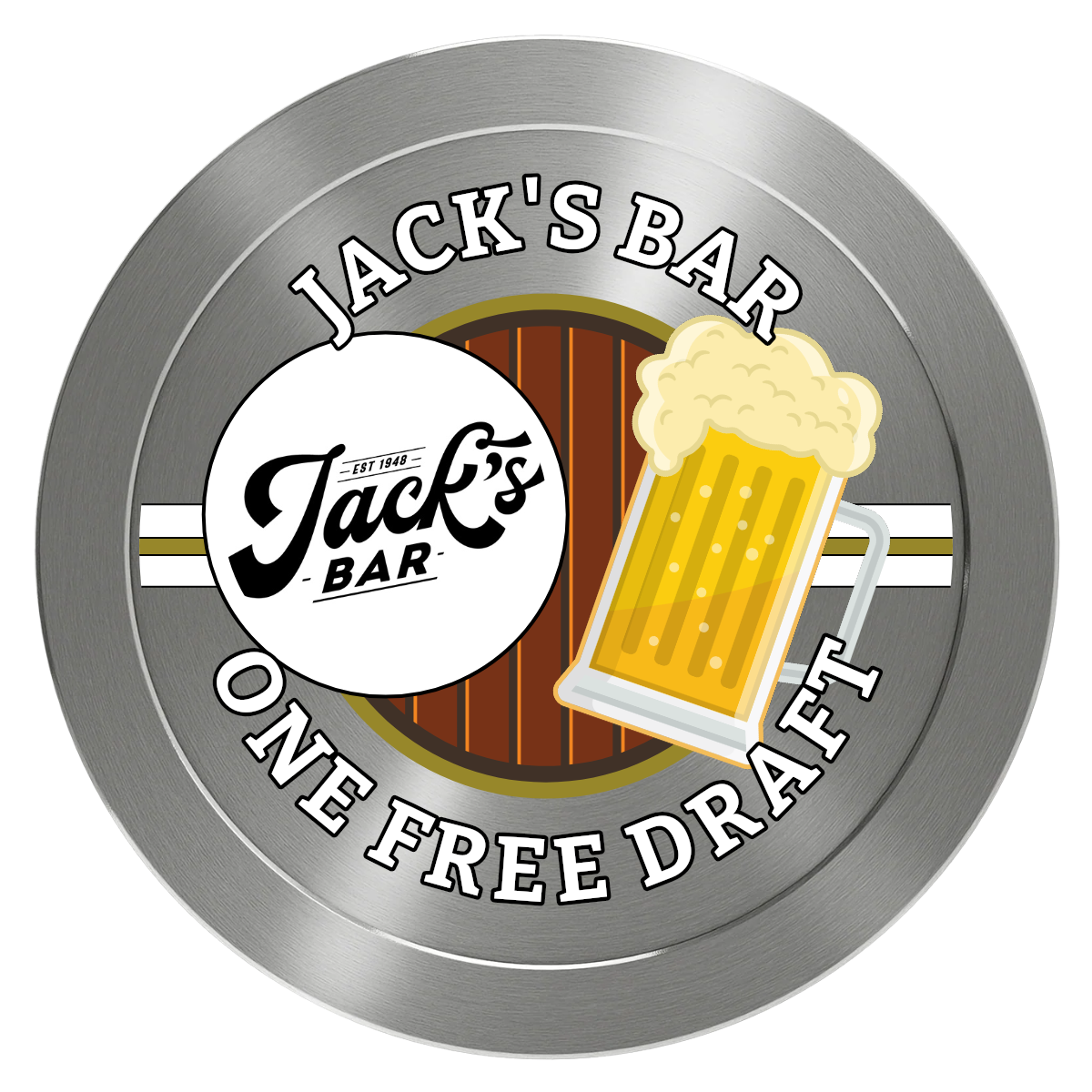 Jack's Bar Aluminum Poker Chips - Silver - Back