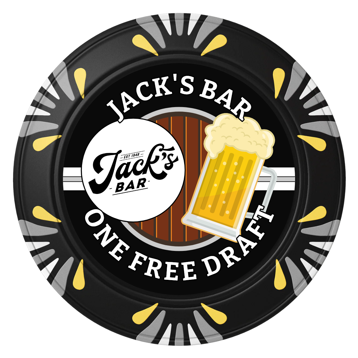 Jack's Bar Clay Poker Chips - Black / Macau / 40mm - Back