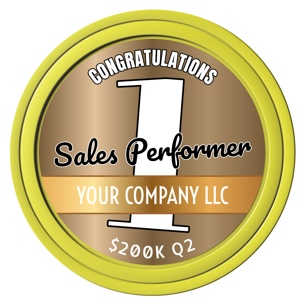 Top Sales Performer Composite Poker Chips - Yellow / Solid - Front