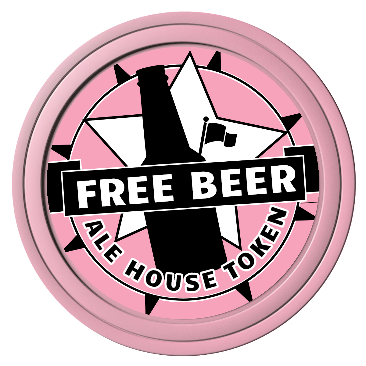 Free Beer Drink Composite Poker Chips - Pink / Solid - Front