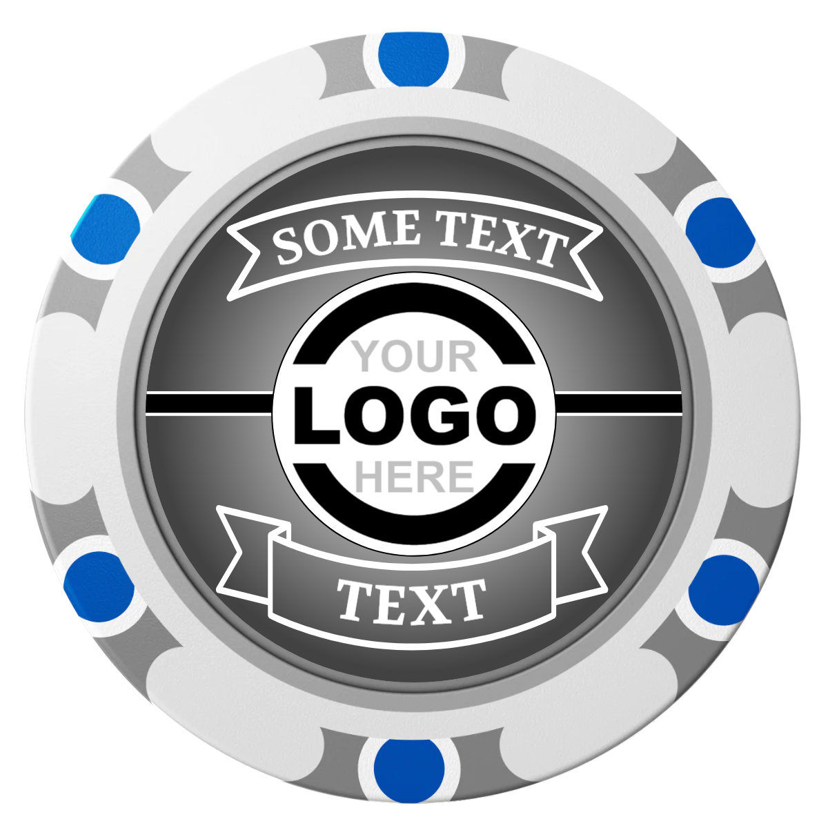 Double Banner Clay Poker Chips - White / Monte Carlo / 40mm - Front