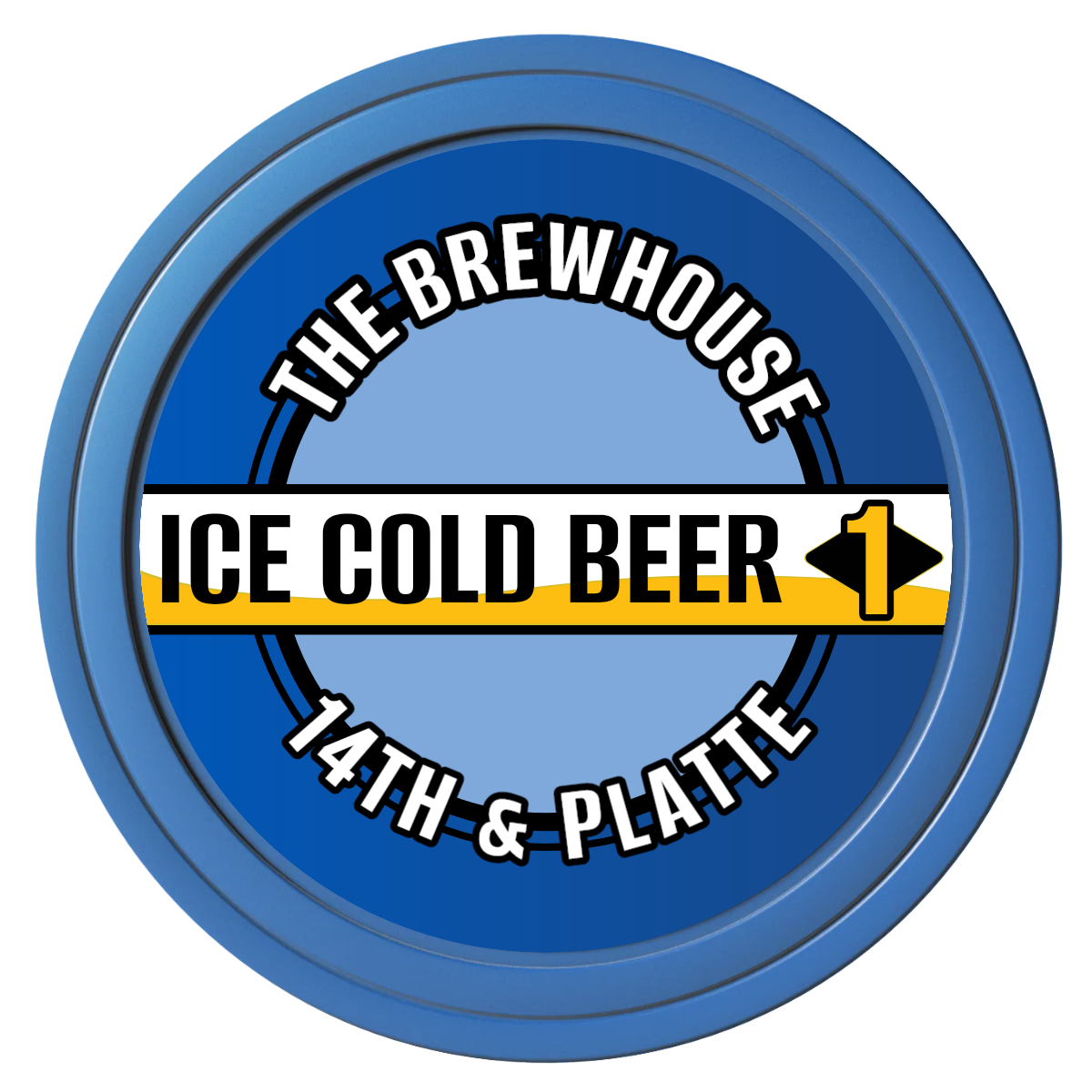 Ice Cold Beer Drink Token Composite Poker Chips - Blue / Solid - Front