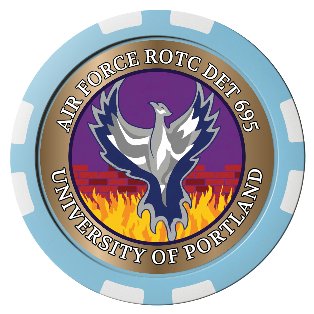 Air Force ROTC Det 695 Composite Poker Chips - Light Blue / 8 Stripe - Front