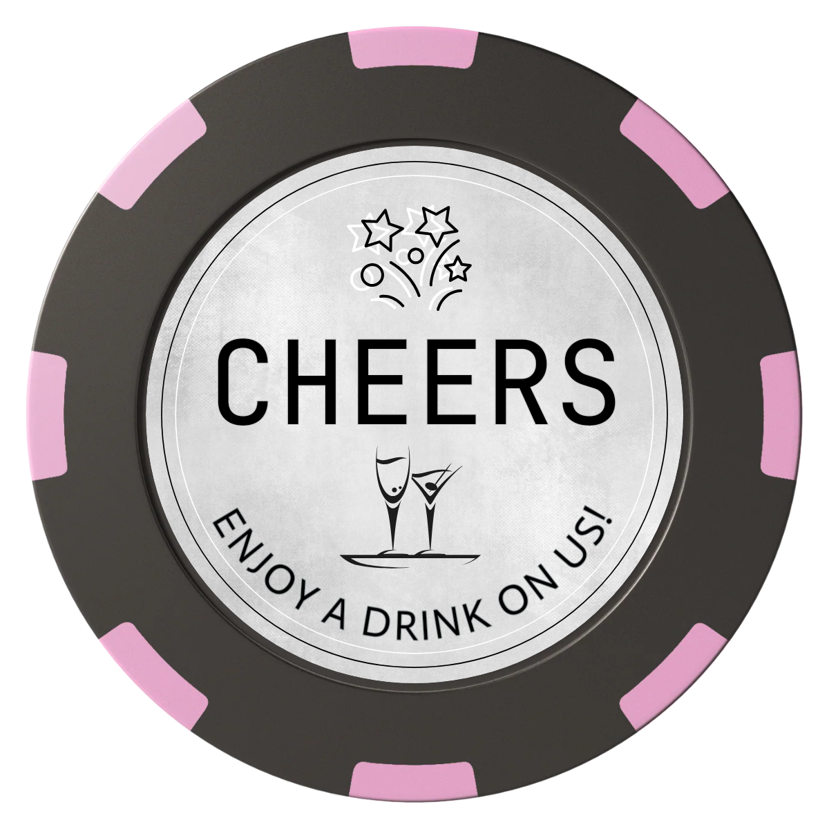 Chique Wedding Token Clay Poker Chips - Black / 8 Spot (2 Tone) / 40mm - Front