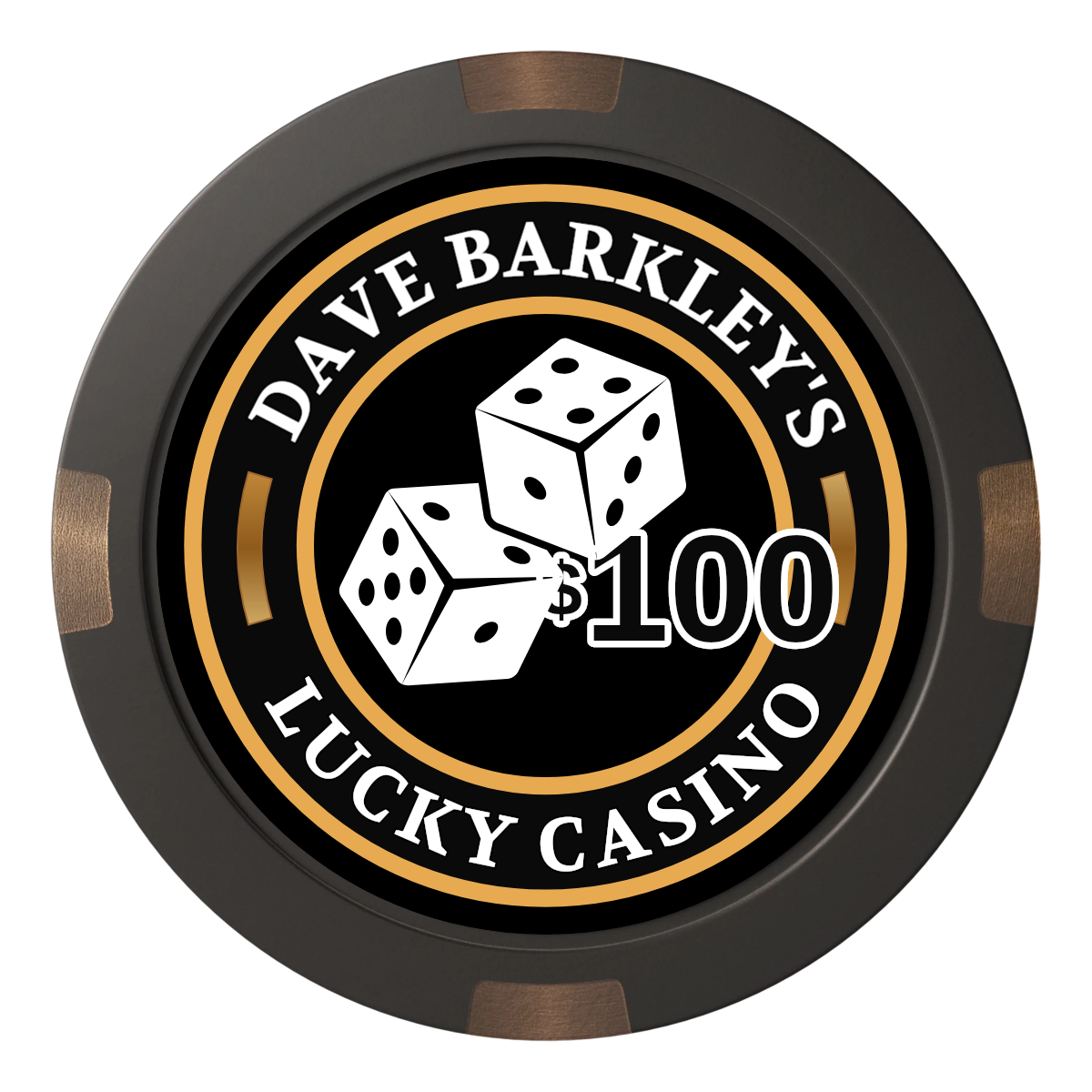 Dave's Lucky Casino Composite & Metal Hybrid Poker Chips - Black - Back