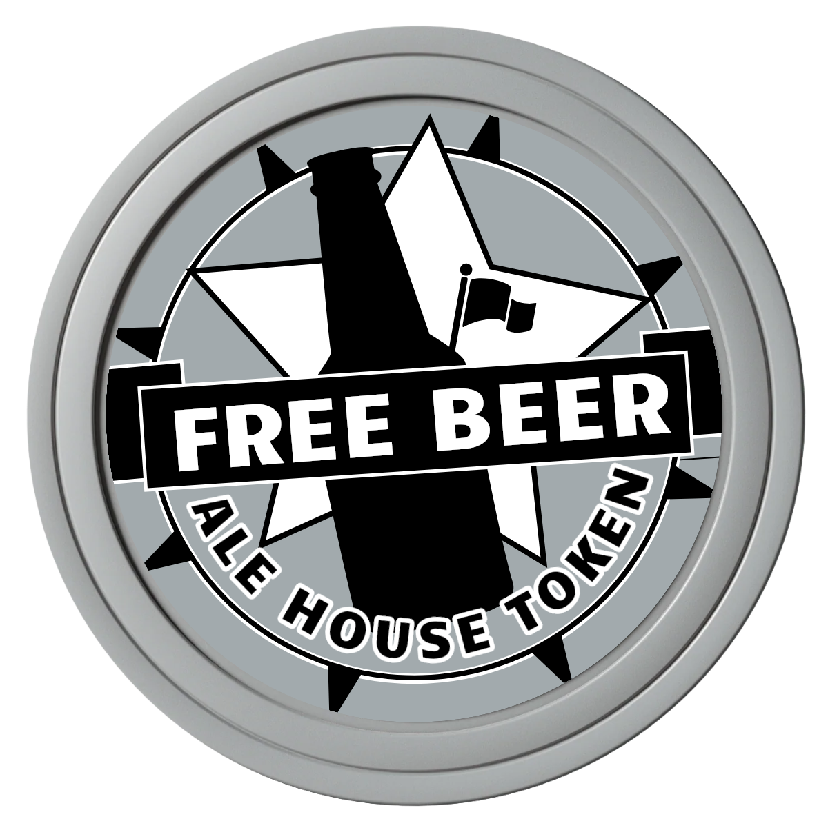 Free Beer Drink Composite Poker Chips - Gray / Solid - Front
