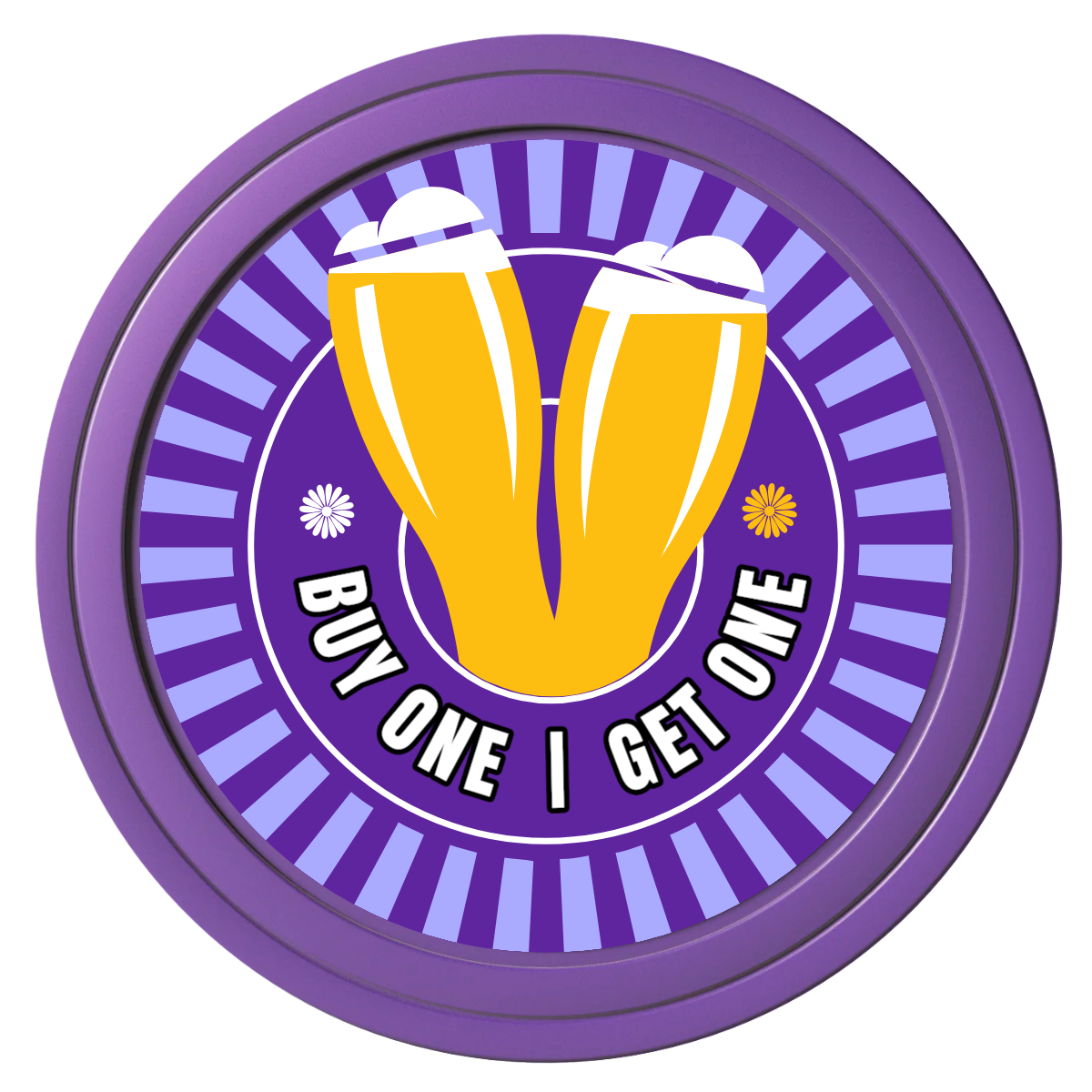Double Pint Composite Poker Chips - Purple / Solid - Front