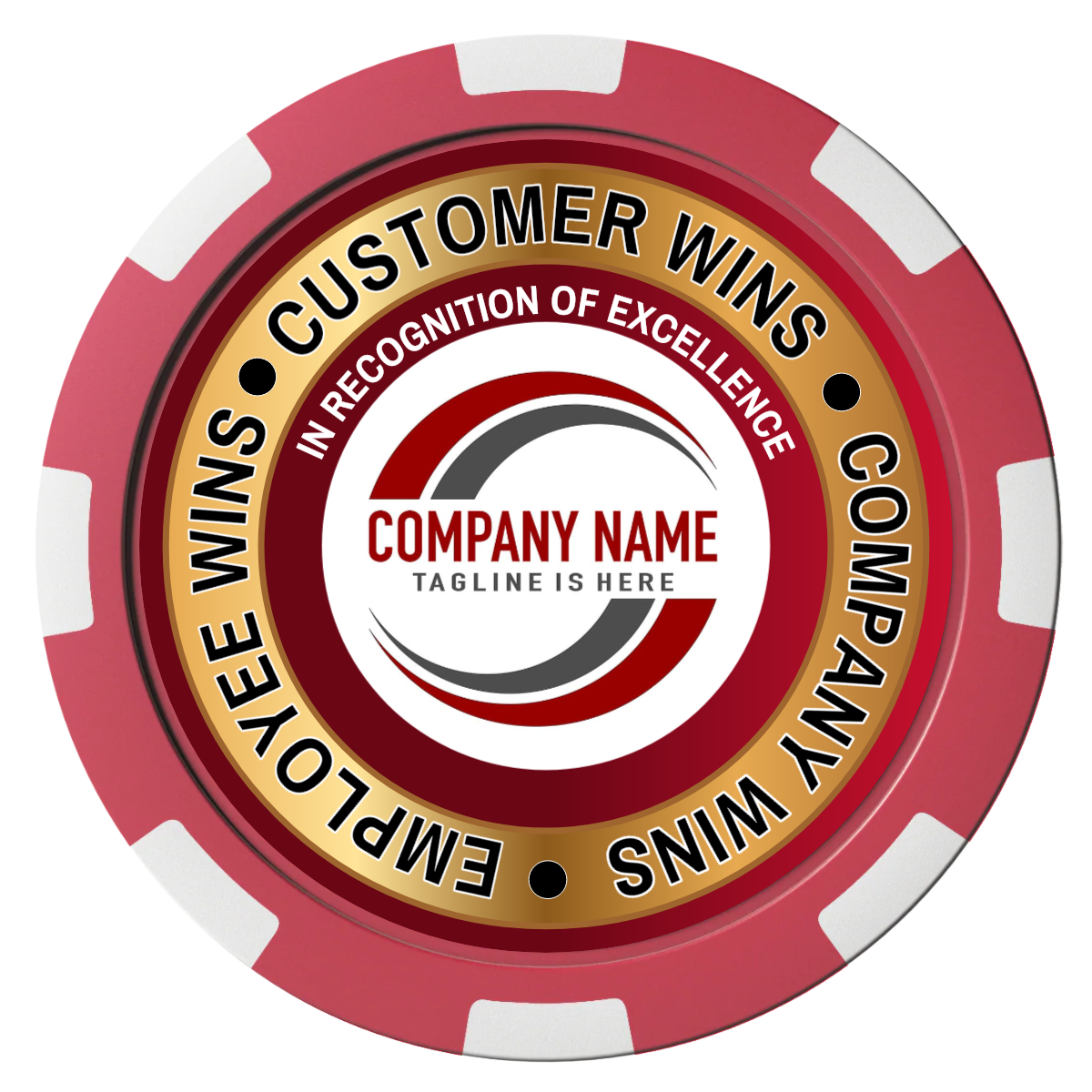 Gold Standard Composite Poker Chips - Red / 8 Spot - Front