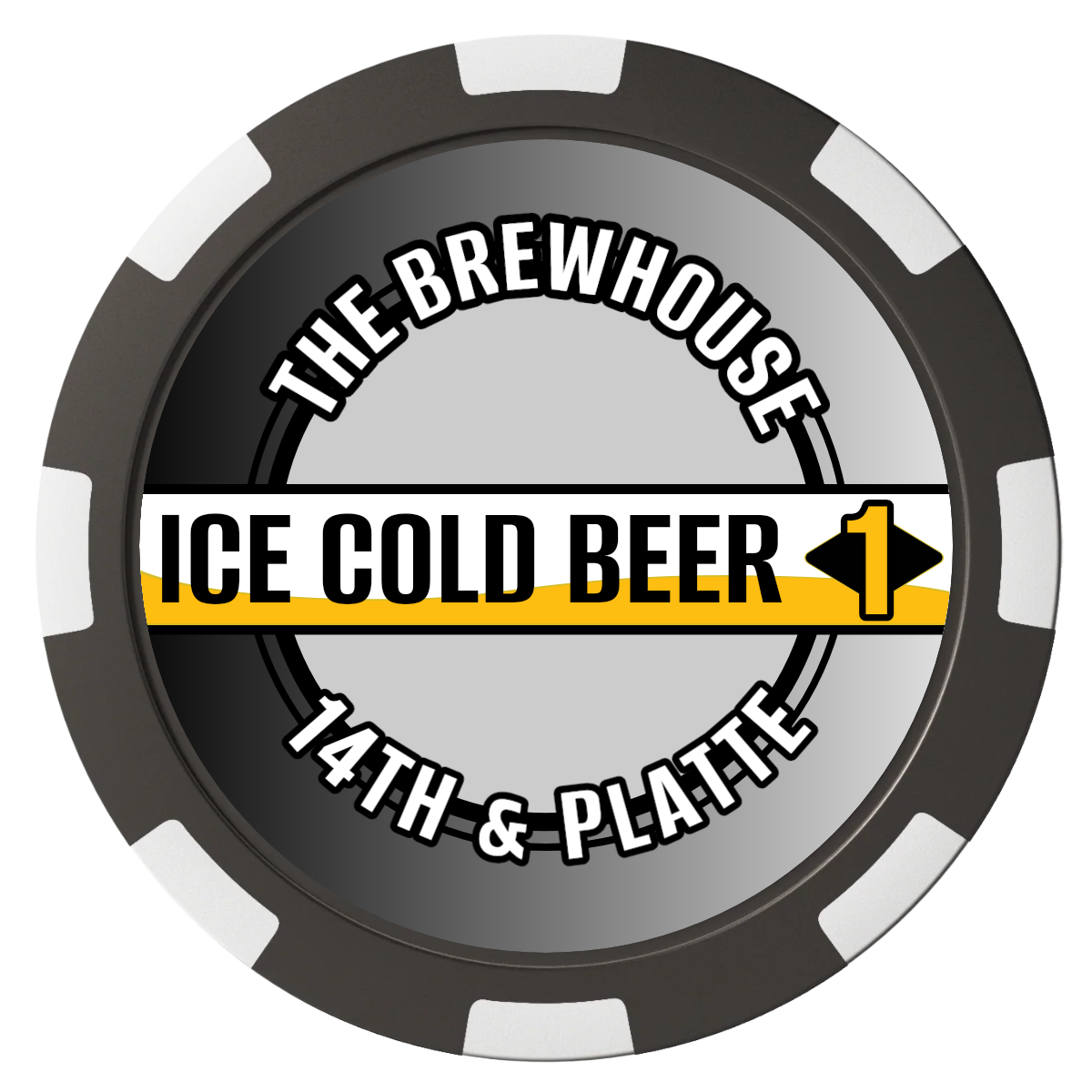 Ice Cold Beer Drink Token Composite Poker Chips - Black / 8 Spot - Front