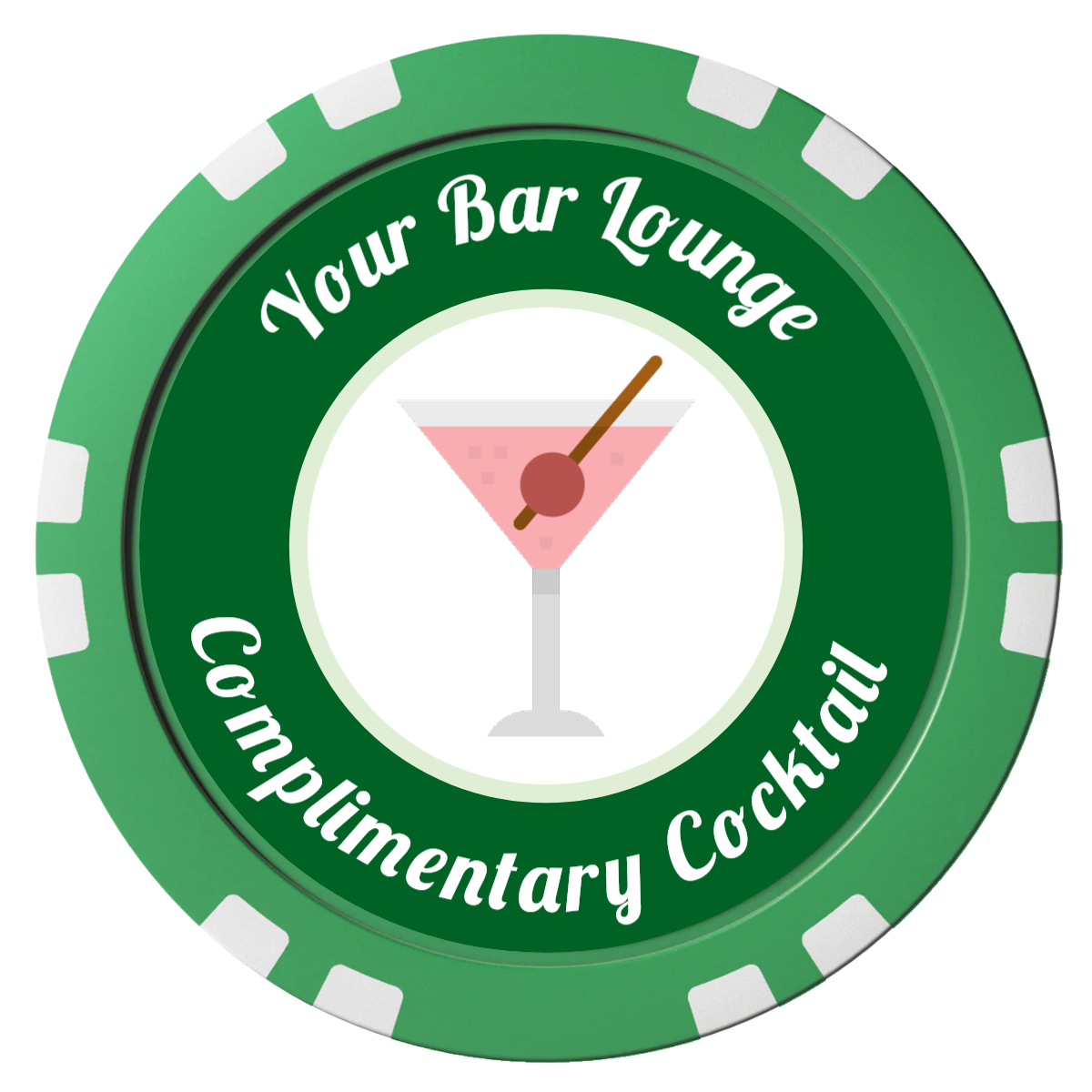 Fancy Drink Composite Poker Chips - Green / Double Stripe - Front