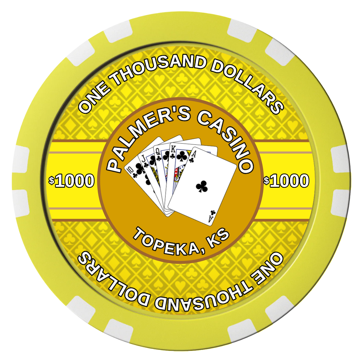 Palmer's Casino Composite Poker Chips - Yellow / Double Stripe - Front