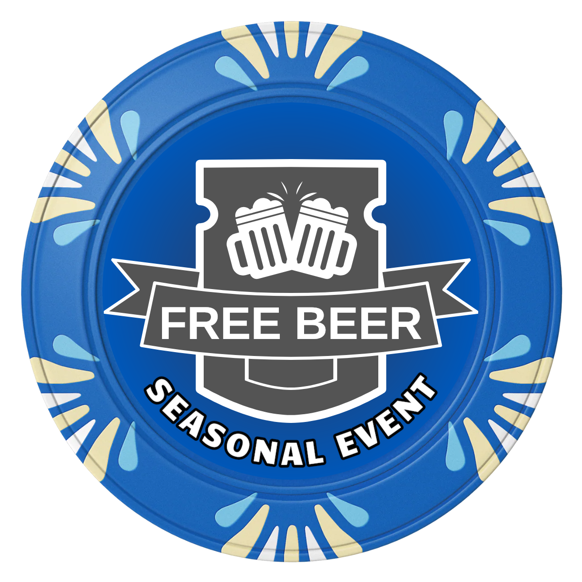 Craft Beer #001 Clay Poker Chips - Blue / Macau / 40mm - Front