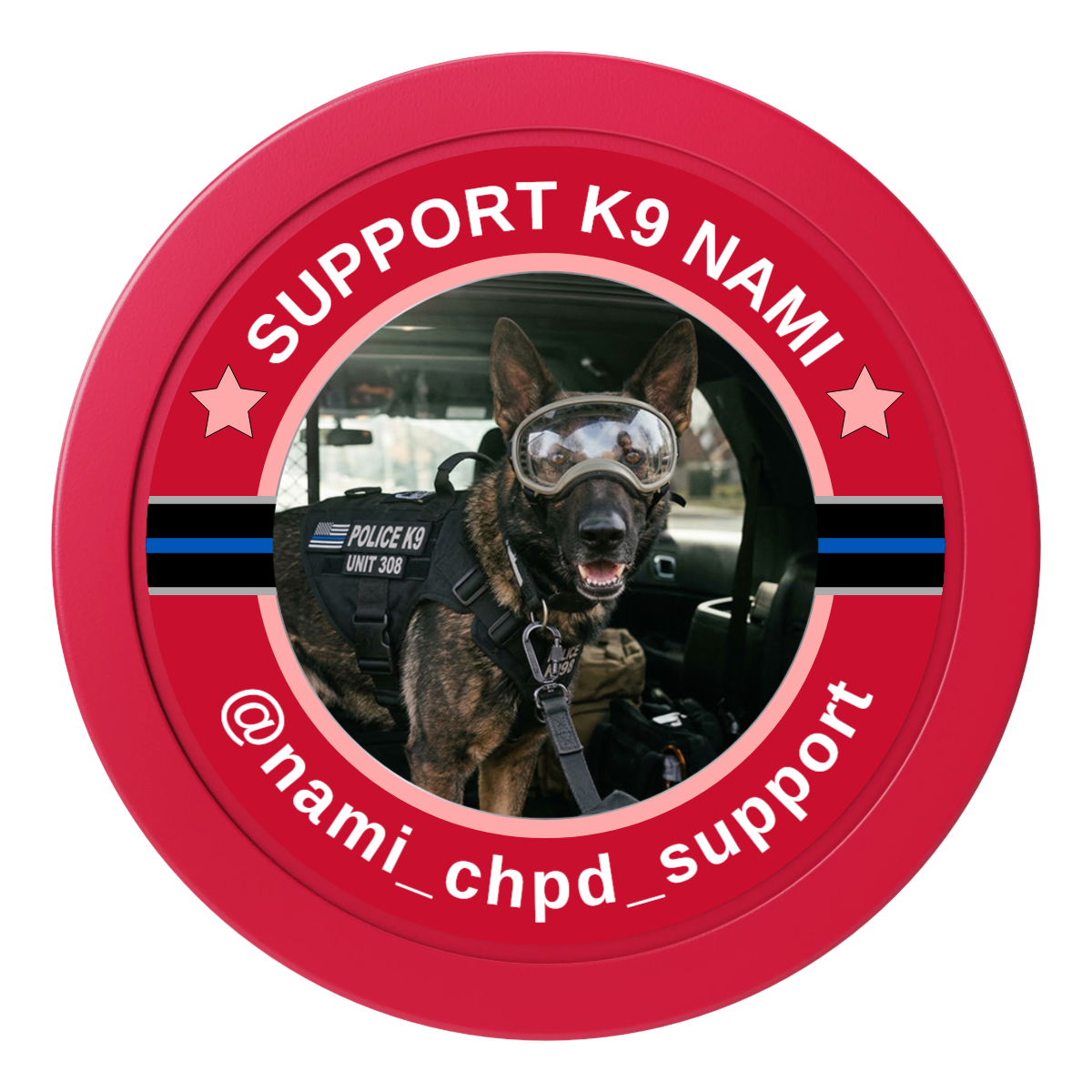 Police Department K9 #02 2" Oversized Poker Chips - Red - Front