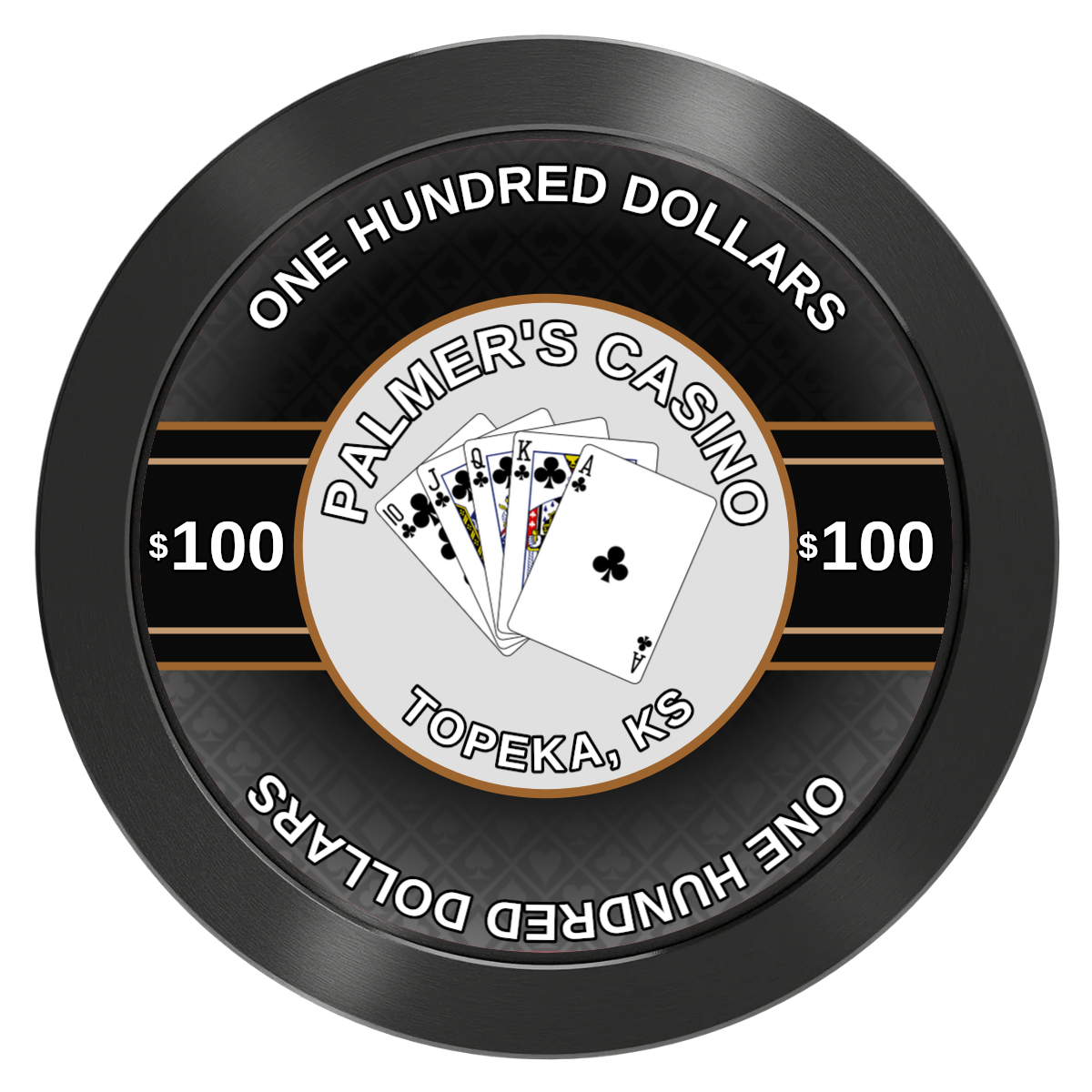 Palmer's Casino Aluminum Poker Chips - Black - Back